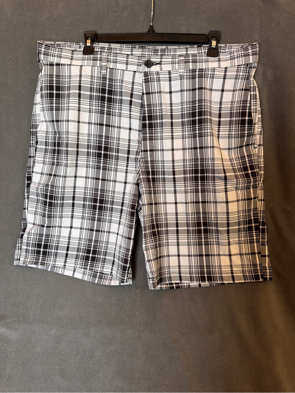 Cool 18 Pro Men's Black & White Plaid Flat Front Shorts